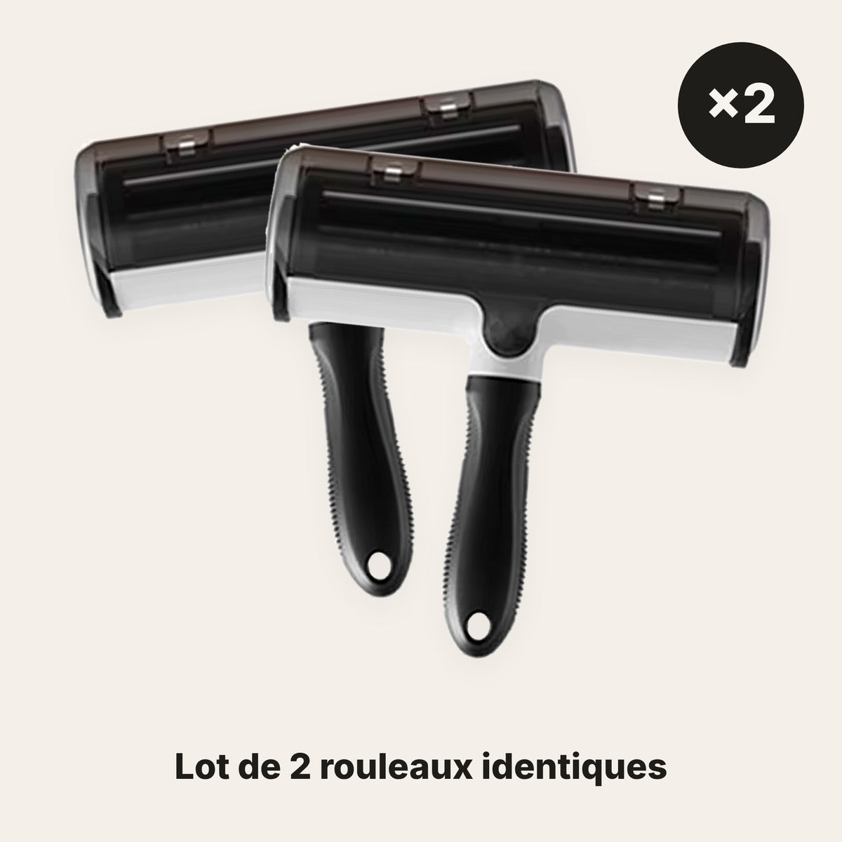 Lot de 2 rouleaux anti-poils réutilisables FINIPOIL identiques, pour le canapé et la chambre ou pour deux animaux